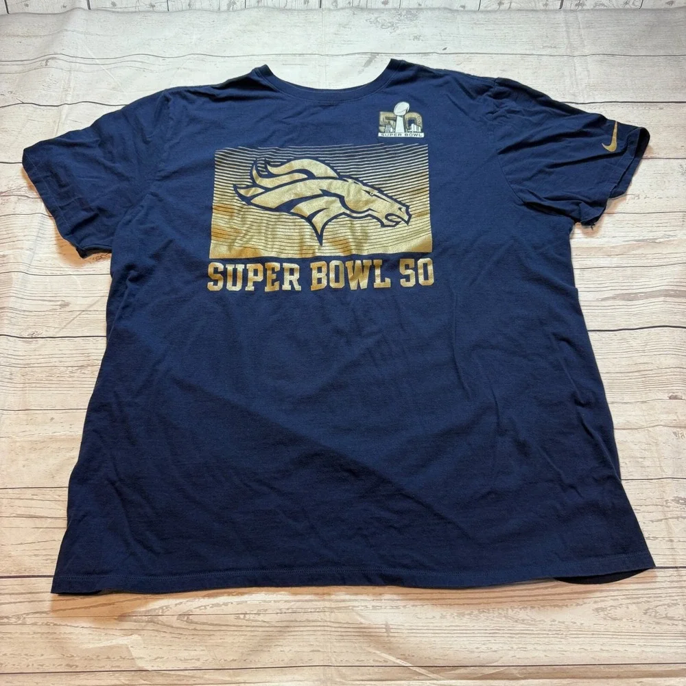 The Nike Tee Denver‎ Broncos NFL Shirt Super Bowl 50 Blue Men's Size XXL